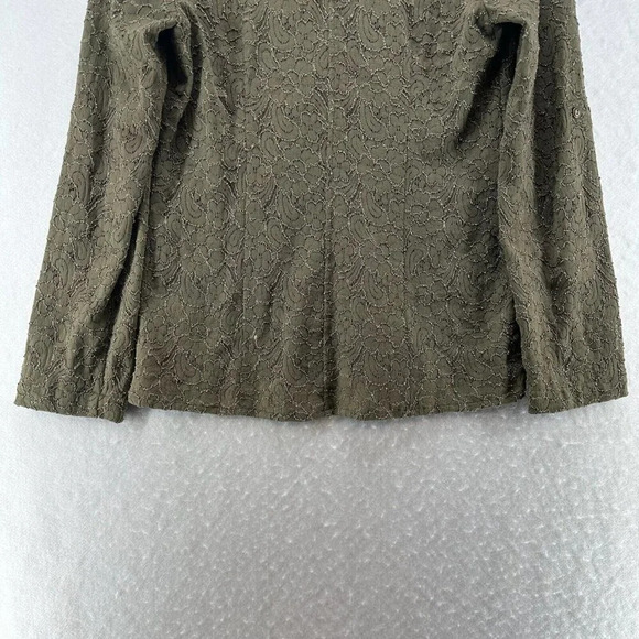 Tribal Top Womens Size M Floral Jacquard Shirt Button Front Long Sleeve Green - Picture 6 of 11